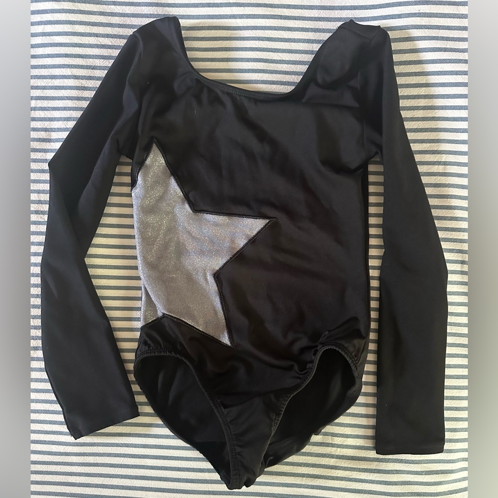 More Than Magic Black and Silver Bodysuit with Long Sleeves